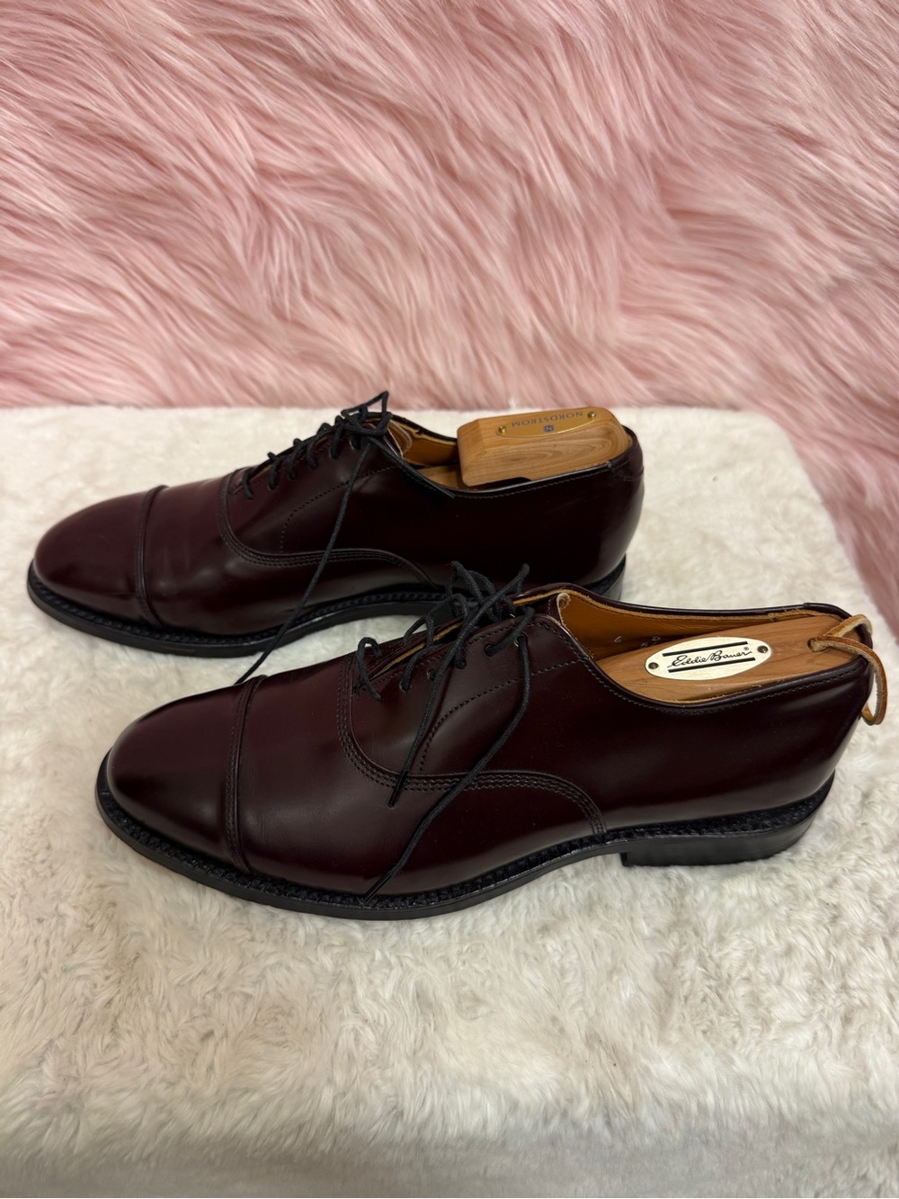 Allen Edmonds Burgundy Cap-Toe Derby Shoes - Picture 4 of 9